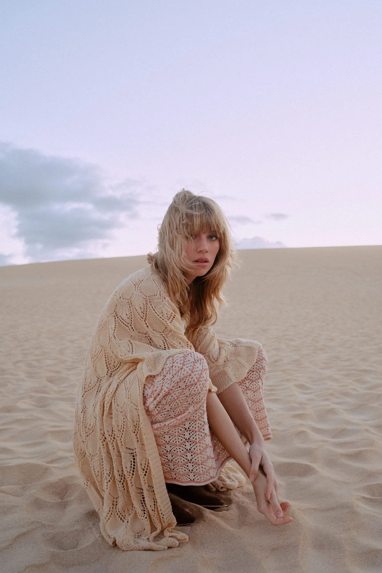 Slowlove Vestido Punto Ondas Marfil Clearance