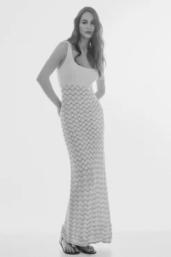 Slowlove Vestido Punto Ondas Marfil Clearance