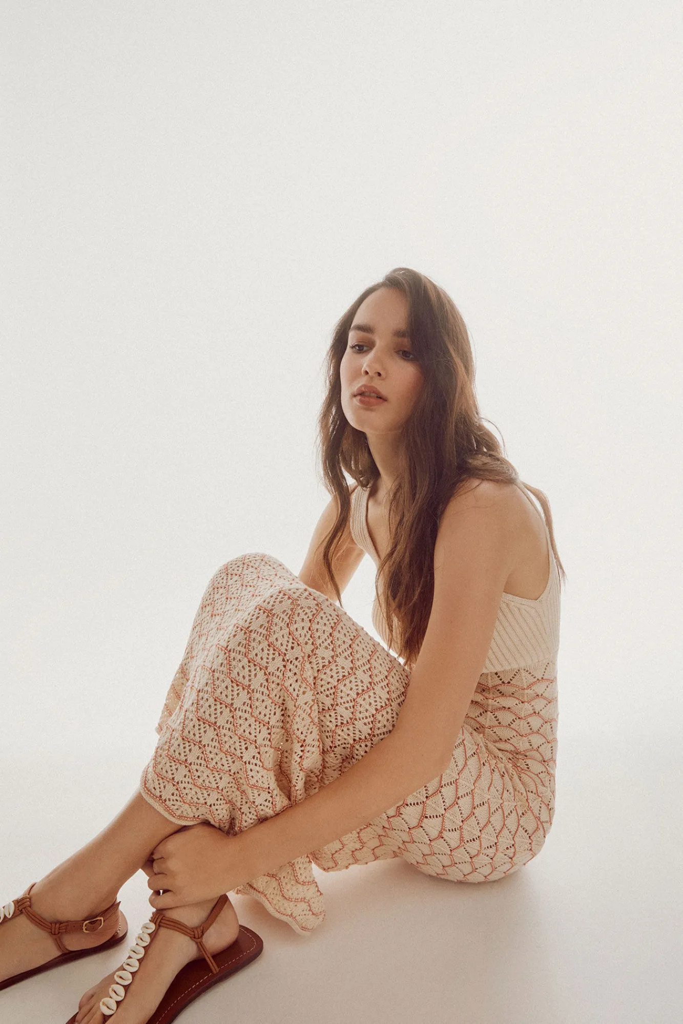 Slowlove Vestido Punto Ondas Marfil Clearance
