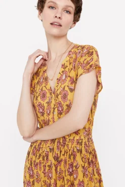 Cortefiel Vestido Punto Plisado Estampado Estampado Blanco Online