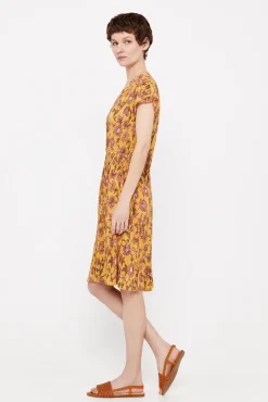 Cortefiel Vestido Punto Plisado Estampado Estampado Blanco Online