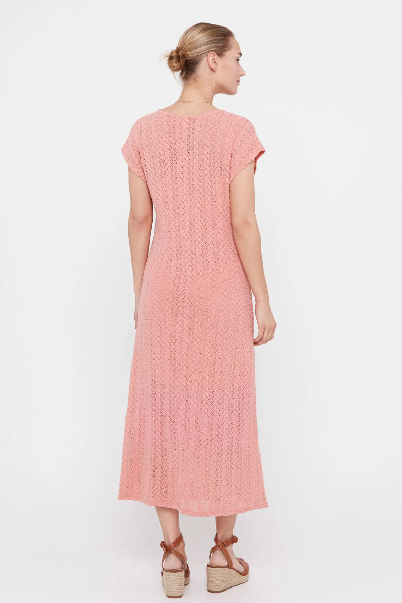 Cortefiel Vestido Punto Plisado Multicolor Coral Clearance