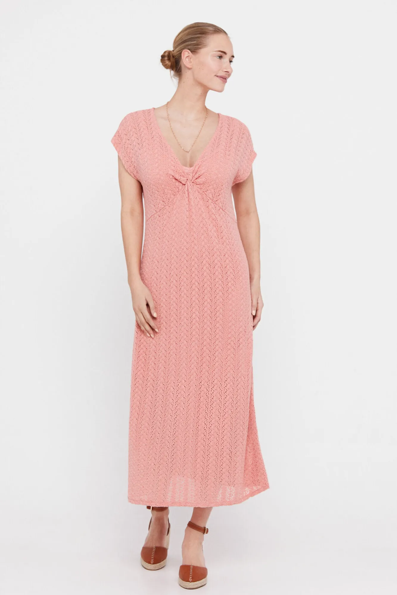 Cortefiel Vestido Punto Plisado Multicolor Coral Clearance
