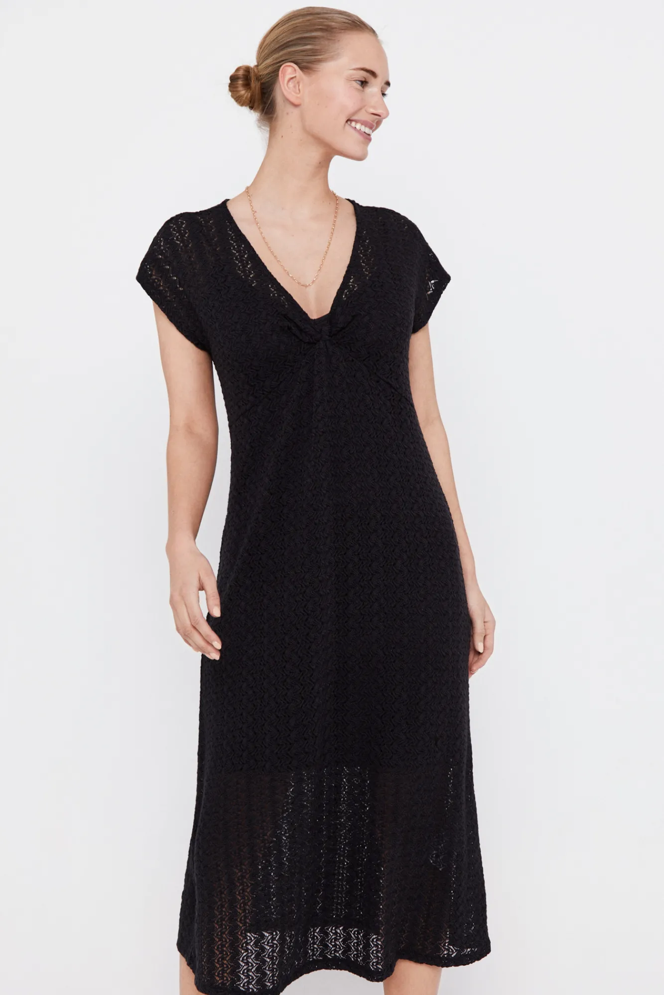 Cortefiel Vestido Punto Plisado Multicolor Negro Discount