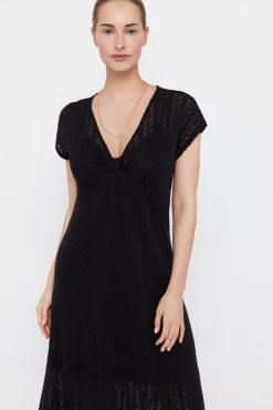 Cortefiel Vestido Punto Plisado Multicolor Negro Discount