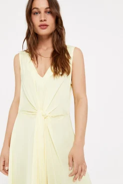 Cortefiel Vestido Satinado Sostenible Amarillo Outlet