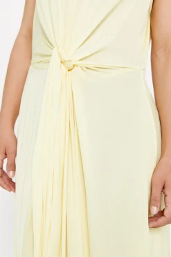 Cortefiel Vestido Satinado Sostenible Amarillo Outlet