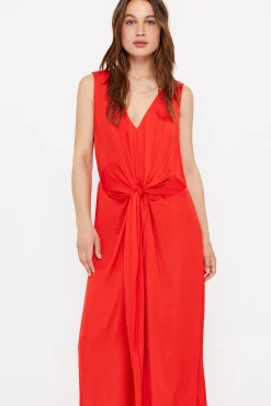 Cortefiel Vestido Satinado Sostenible Rojo Online