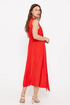 Cortefiel Vestido Satinado Sostenible Rojo Online