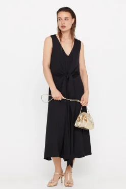 Cortefiel Vestido Satinado Sostenible Negro Clearance