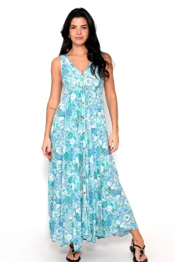 Brave Soul Vestido Sin Magnas Con Print Estampado Turquesa Online