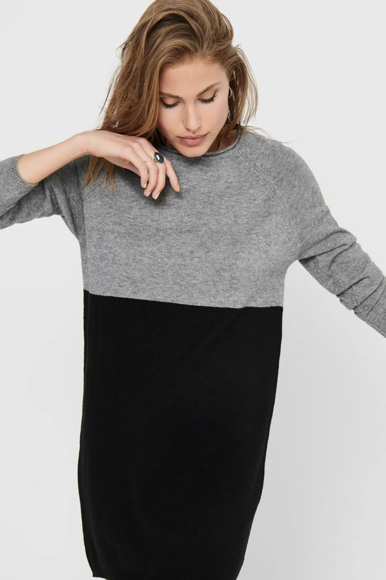Only Vestido Suelto Manga Raglan Gris Medio Clearance