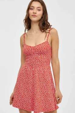 Inside Vestido Tirantes Frunce Rojo Clearance