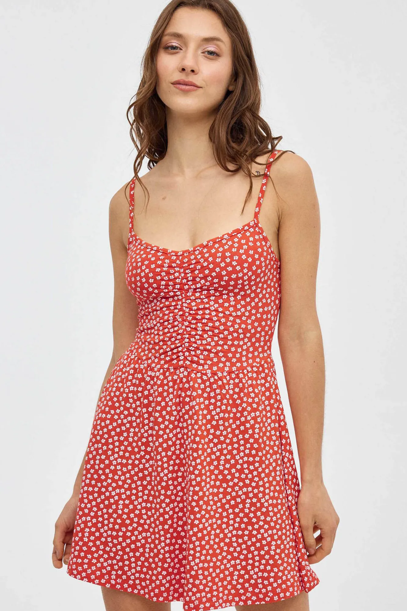 Inside Vestido Tirantes Frunce Rojo Clearance