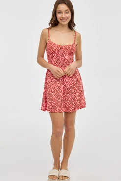 Inside Vestido Tirantes Frunce Rojo Clearance