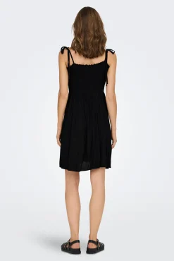 Only Vestido Tirantes Nido De Abeja Negro Outlet