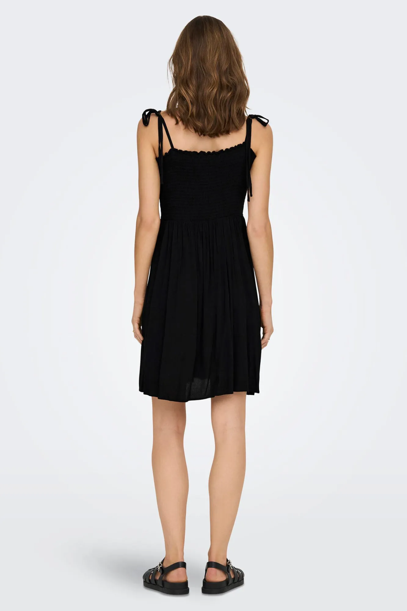 Only Vestido Tirantes Nido De Abeja Negro Outlet