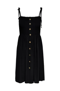 Only Vestido Tirantes Nido De Abeja Negro Outlet