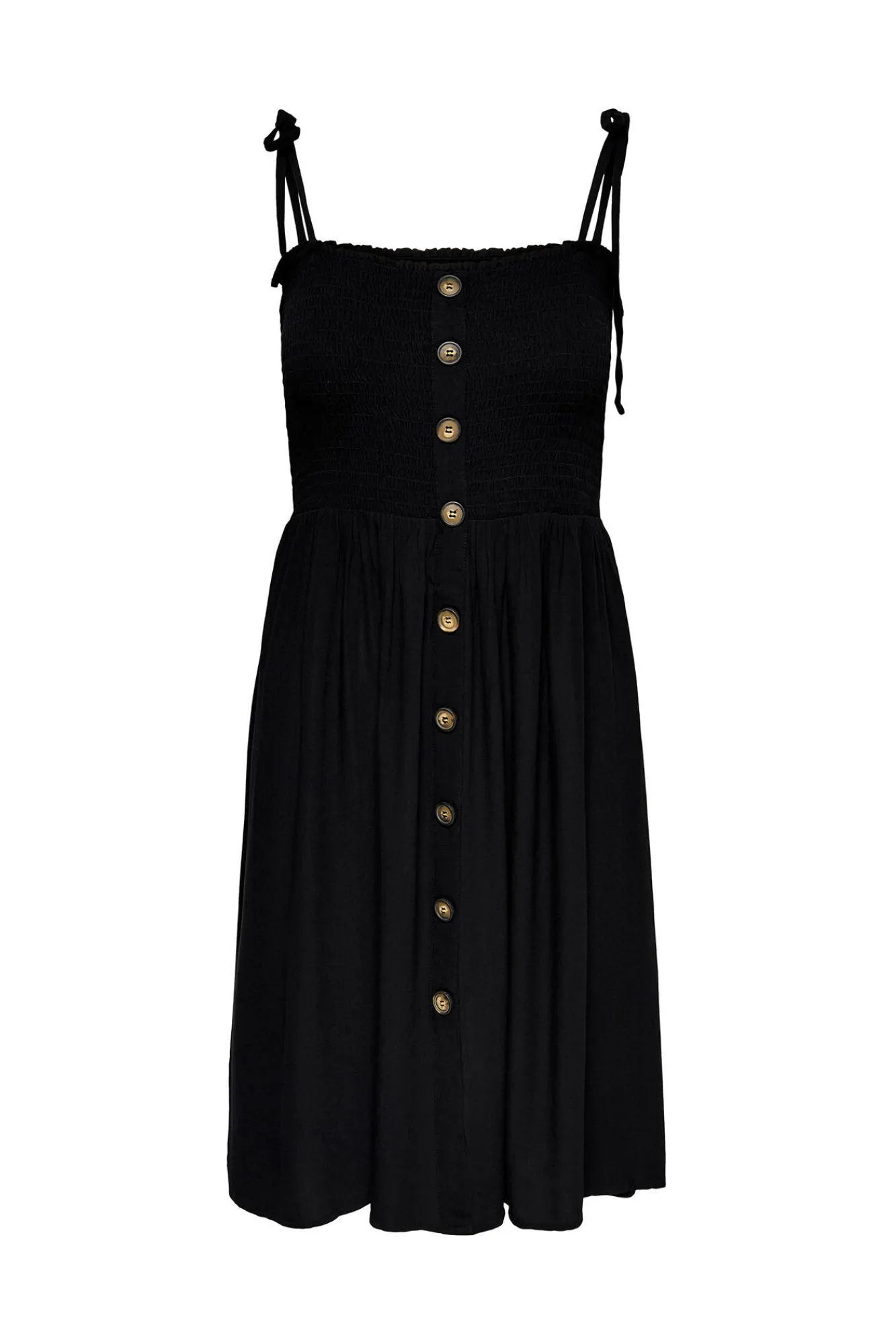 Only Vestido Tirantes Nido De Abeja Negro Outlet