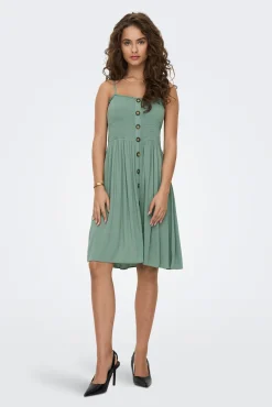 Only Vestido Tirantes Nido De Abeja Verde New