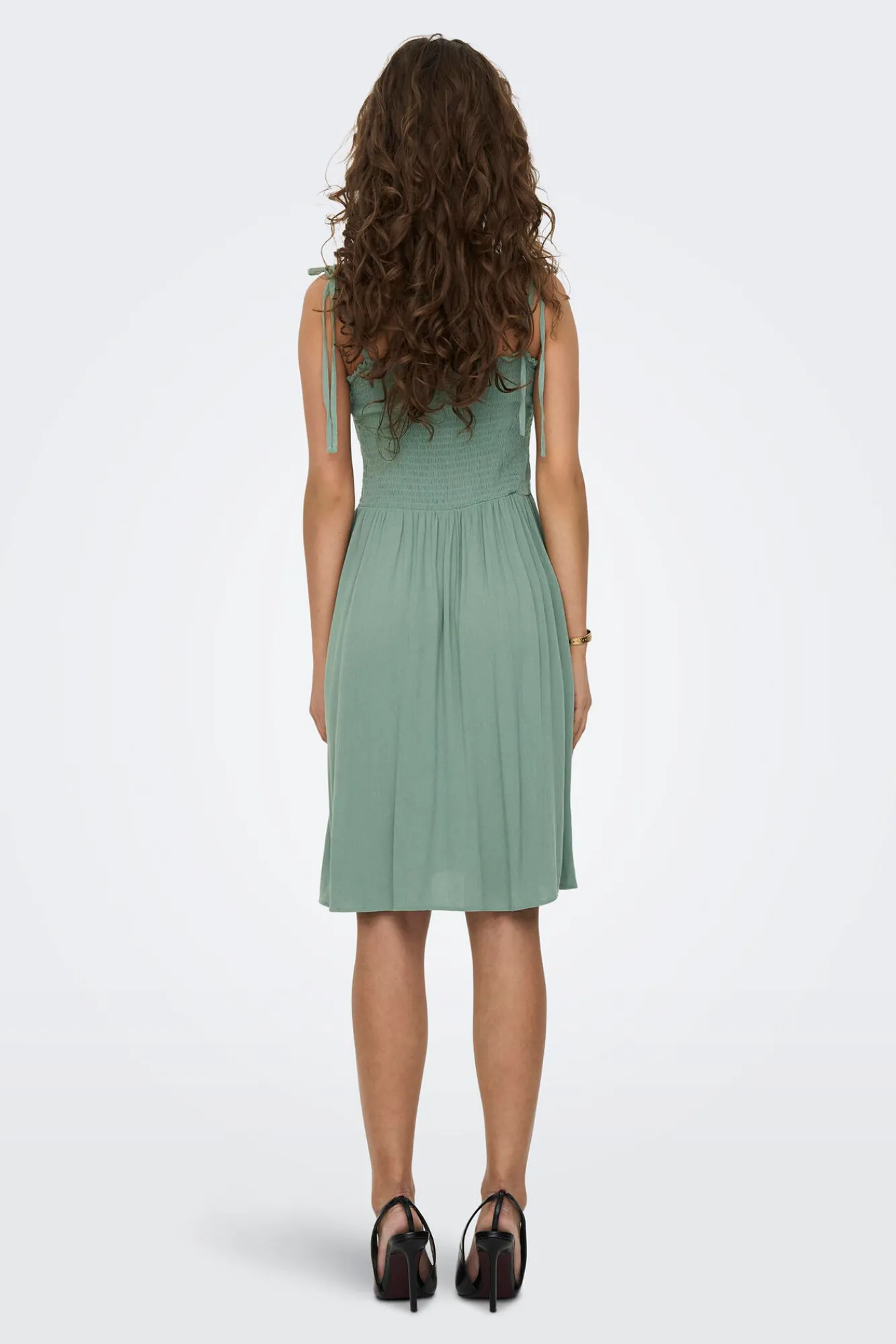 Only Vestido Tirantes Nido De Abeja Verde New