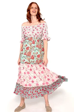 Brave Soul Vestido Tricolor De Manga Con Print Estampado Fondo Blanco