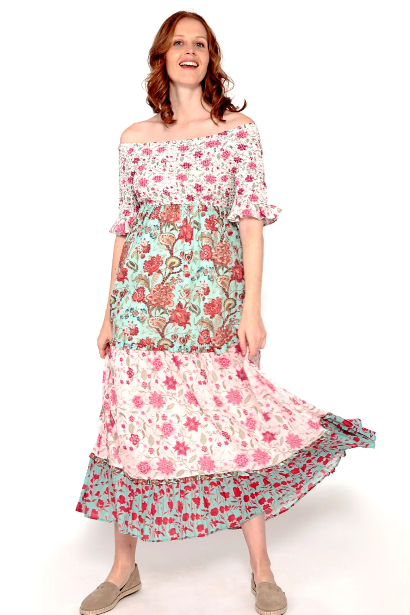 Brave Soul Vestido Tricolor De Manga Con Print Estampado Fondo Blanco