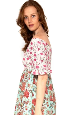 Brave Soul Vestido Tricolor De Manga Con Print Estampado Fondo Blanco