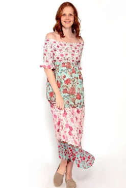 Brave Soul Vestido Tricolor De Manga Con Print Estampado Fondo Blanco