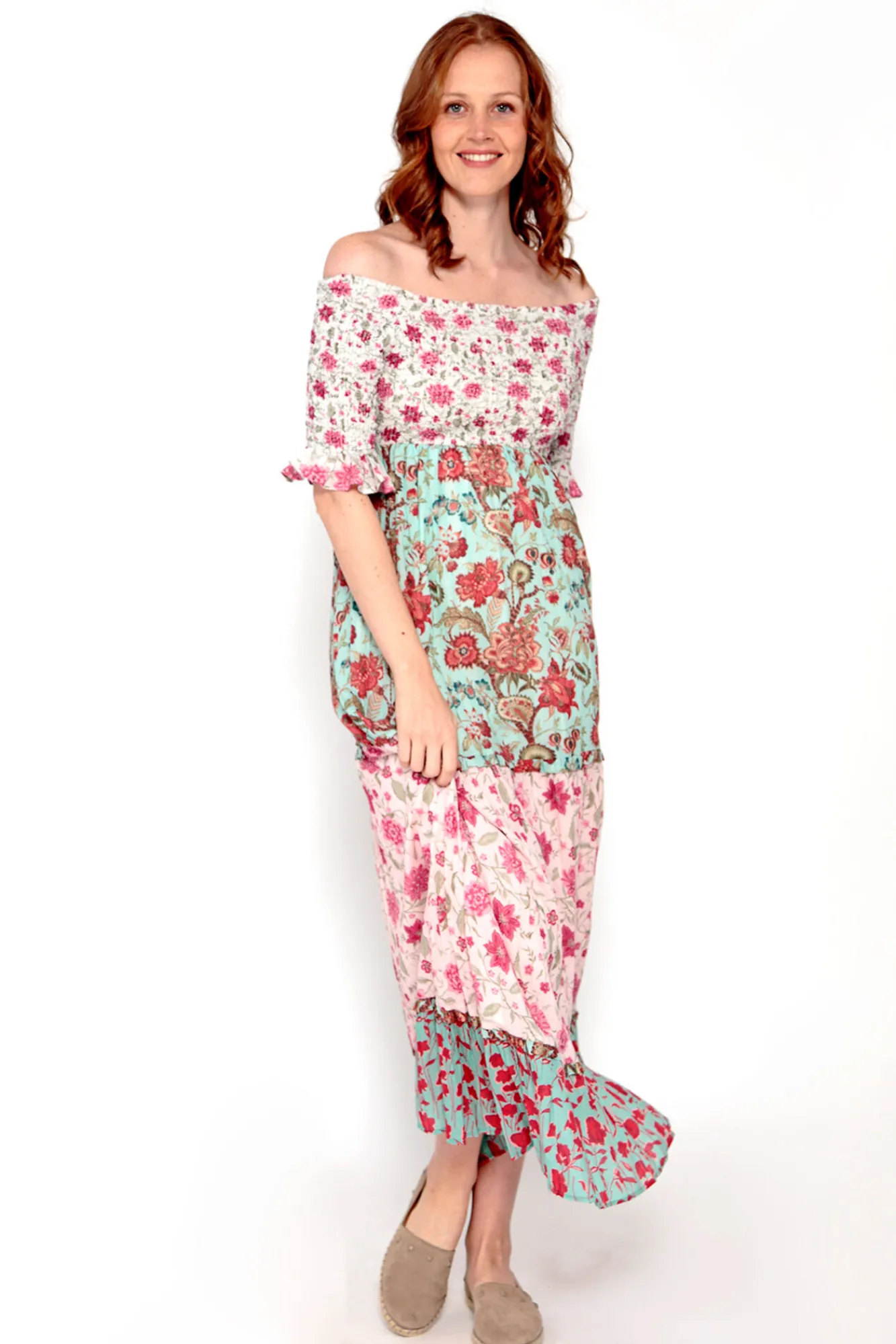 Brave Soul Vestido Tricolor De Manga Con Print Estampado Fondo Blanco