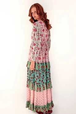 Brave Soul Vestido Tricolor De Manga Larga Con Print Rosa Clearance