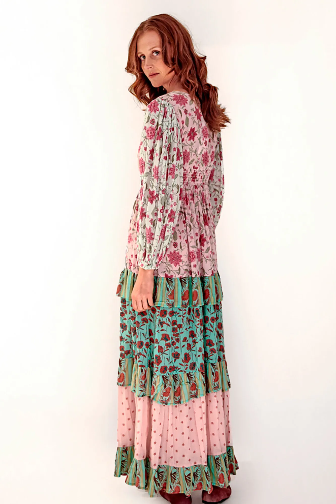 Brave Soul Vestido Tricolor De Manga Larga Con Print Rosa Clearance