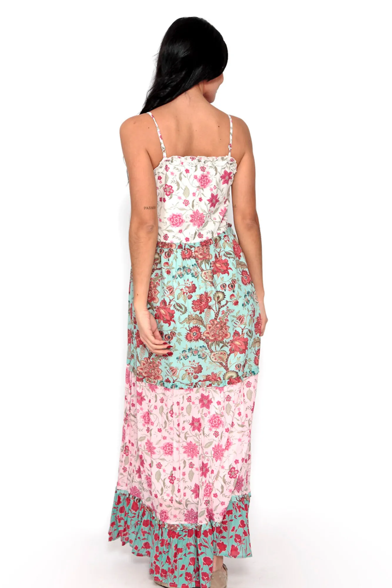 Brave Soul Vestido Tricolor De Tirantes Con Print Estampado Fondo Blanco Clearance
