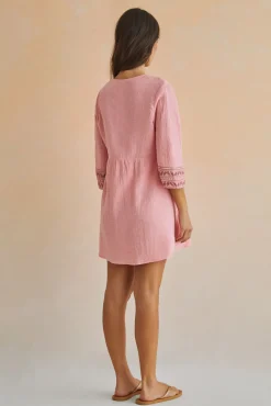 Women'secret Vestido Tunica Corto 100% Algodon Rosa Clearance