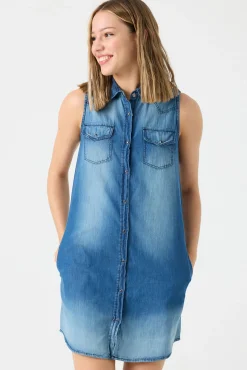 Inside Vestido Vaquero Camisero Sisa Azul Medio Sale