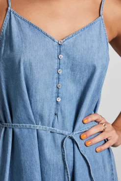 Pieces Vestido Vaquero Corto De Mujer Azul Claro Best