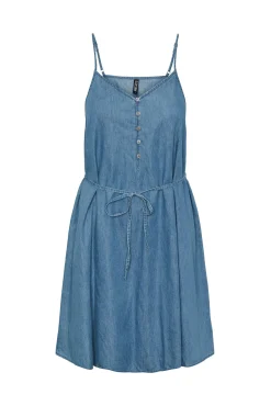 Pieces Vestido Vaquero Corto De Mujer Azul Claro Best