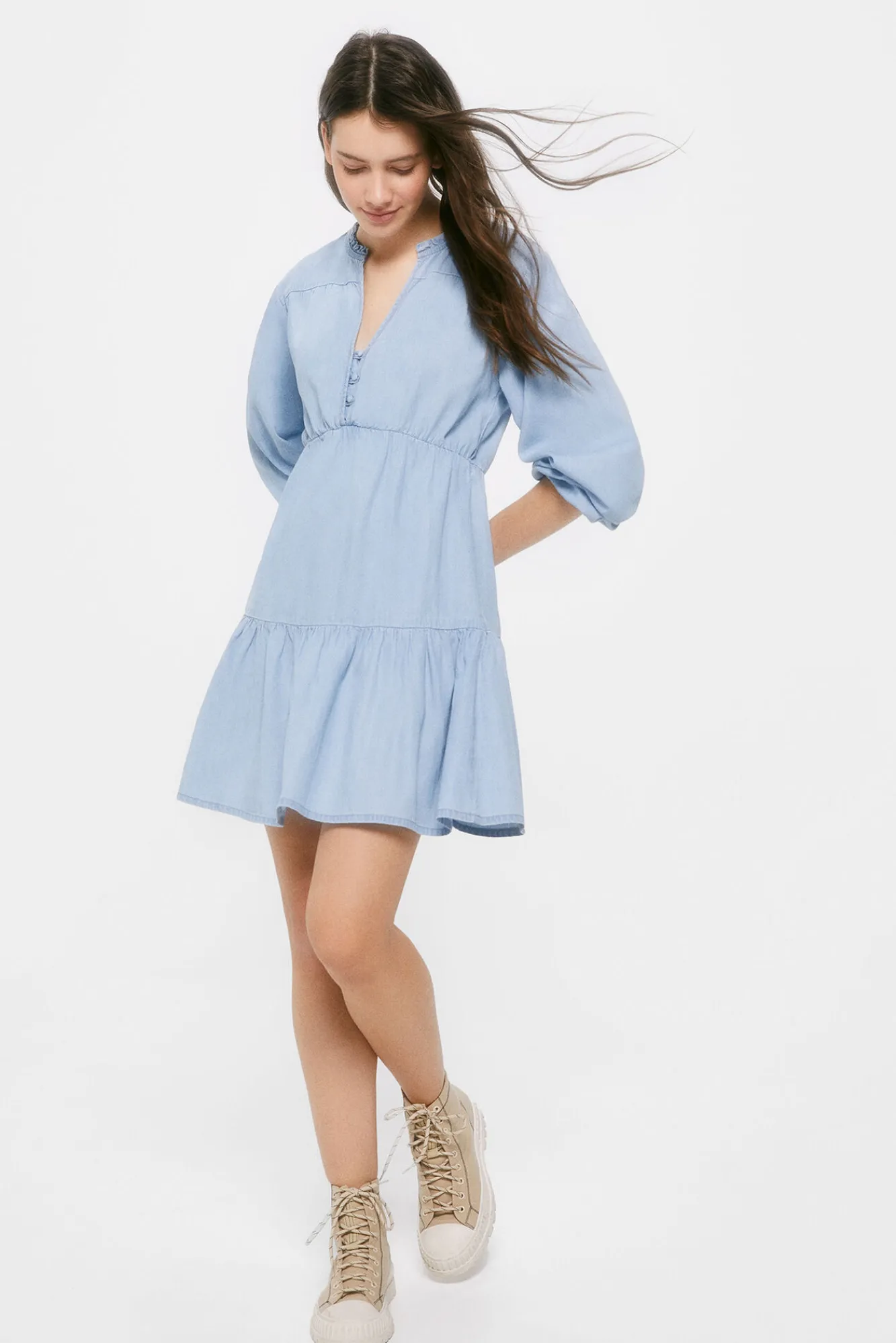 * Vestido Vaquero Tencel Azul Medio Online