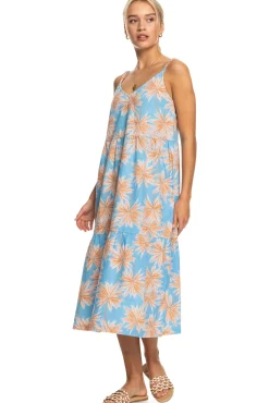 Roxy Waiting Line Printed - Vestido De Longitud Media Para Mujer Azul Hot