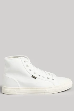 Superdry Zapatillas Deportivas De Cana Alta En Piel Vegana Vulcanizadas Con Logotipo Vintage Logo Blanco Discount