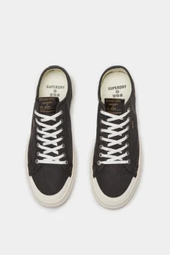 Superdry Zapatillas Deportivas Veganas De Lona Y Cana Baja Negro New