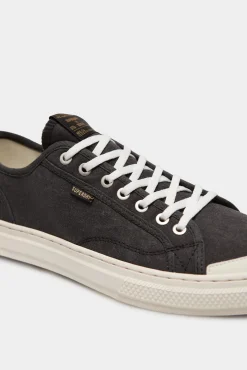 Superdry Zapatillas Deportivas Veganas De Lona Y Cana Baja Negro New